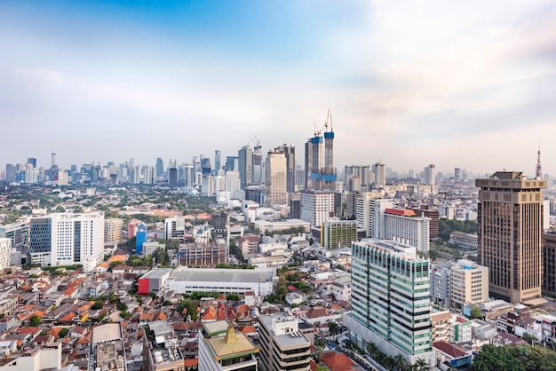 Jakarta city skyline with urban skyscrapers in the afternoon