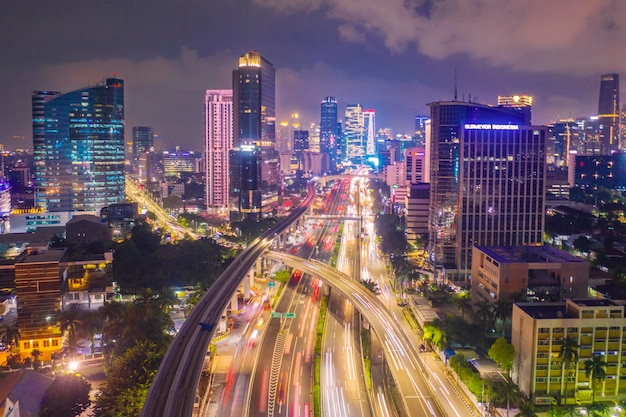 Jakarta downtown at night during Covid19