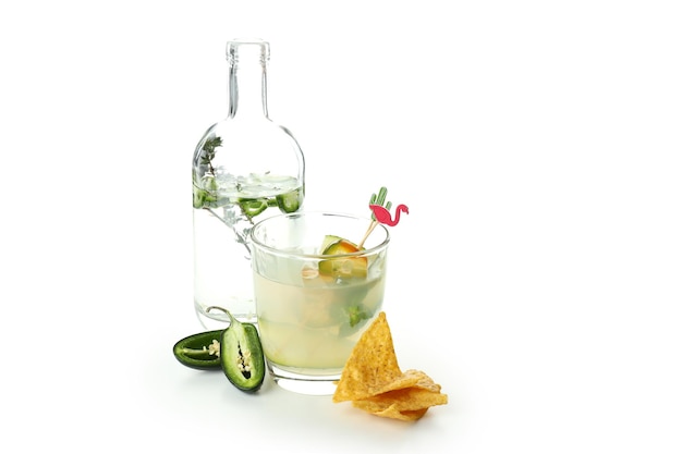 Jalapeno cocktail drink isolated on white background