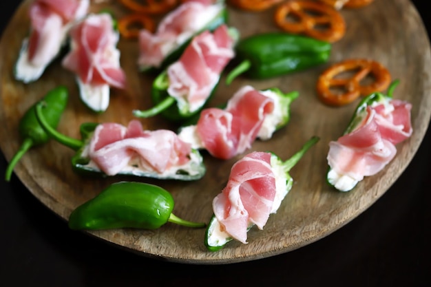 Jalapeno peppers with bacon and cream cheese Healthy snack