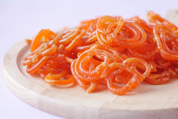 Jalebi indian sweet food on a plate