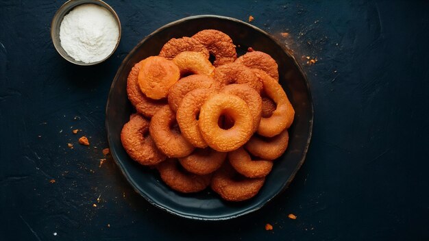 Photo jalebi or jilbi or imarati indian sweet food fried in pure ghee selective focus