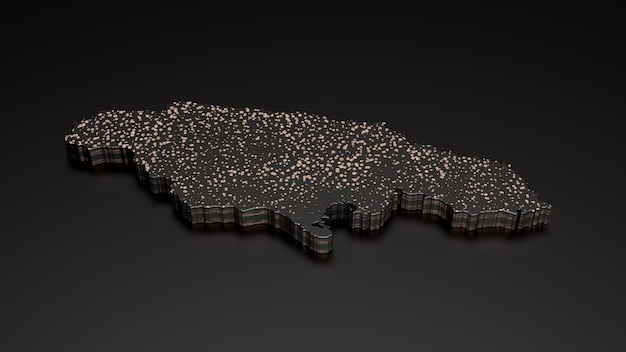 Jamaica Black stone texture map isolated on black with shadow 3d illustration