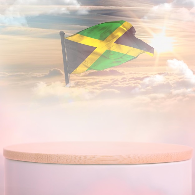 A jamaica flag podium cloud sky background