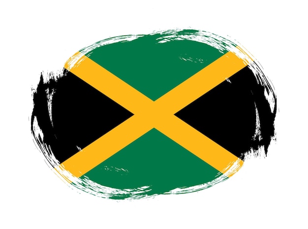 Jamaica flag in rounded stroke brush background