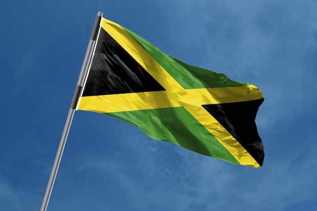 자메이카 깃발을 흔들며