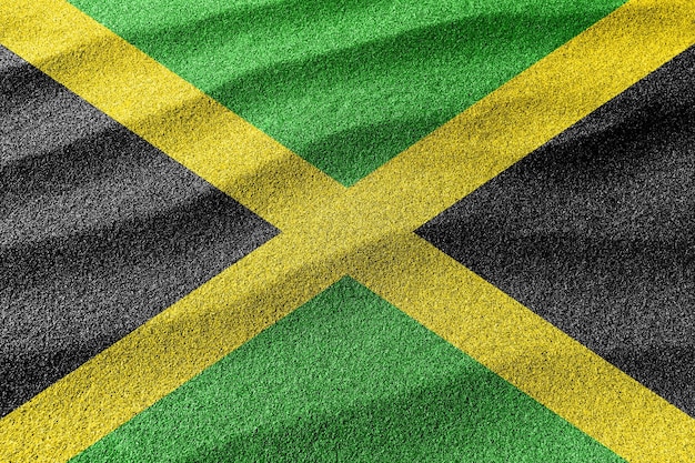 Jamaica zand vlag, nationale vlag zand achtergrond