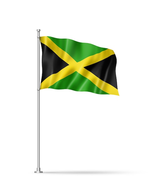 Jamaicaanse vlag op wit wordt geïsoleerd