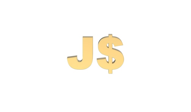 Jamaican Dollar Currency symbol Jamaica in golden 3d