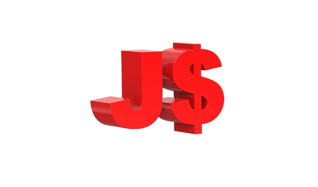 Jamaican Dollar currency symbol of Jamaica in Red 3d rendering 3d illustration