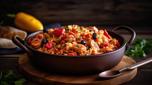 Jambalaya American Creole and Cajun rice dish generative ai