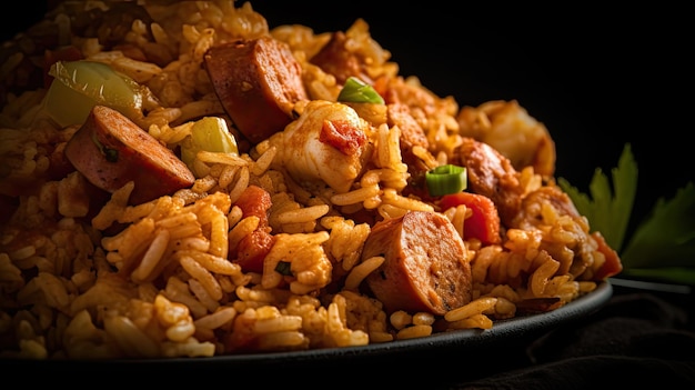 Jambalaya American Creole and Cajun rice dish generative ai