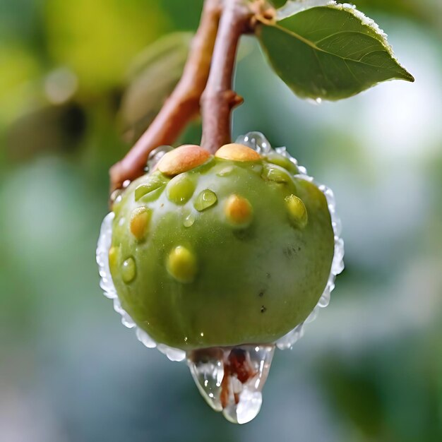 Photo jambolan fruit not ripe with ice stock photobranch ai