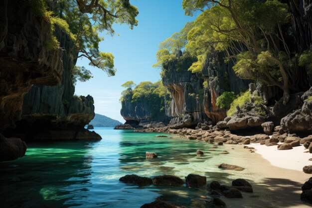 Photo james bond island turquoise sea imposing rocks generative ia