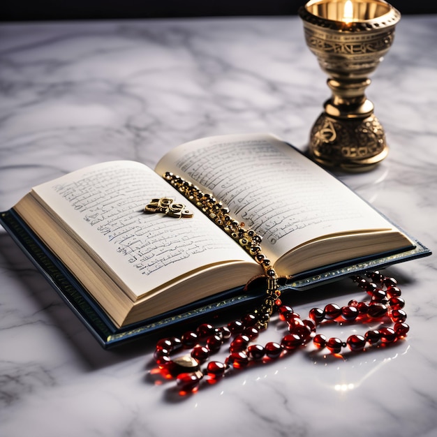 Jamiul Islamiyah Mosque Arabic Holy Quran or Koran with prayer beads Tasbih Ho Chi Minh City Vietnam