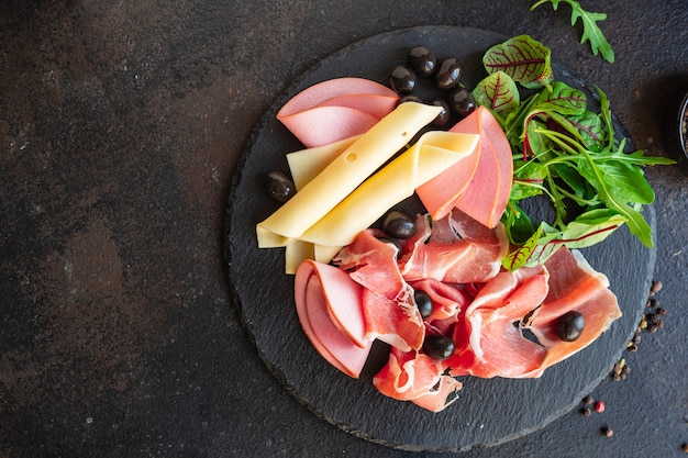Jamon iberico parma meat plate snack healthy meal