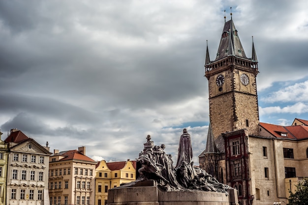 Jan Hus Munument op het Oude Stadsplein. Praag, Tsjechië