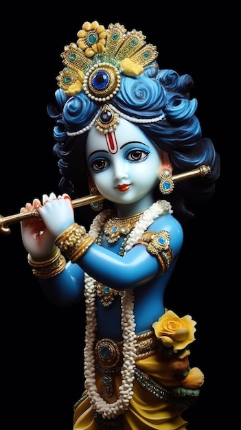 Lord Krishna가 플룻 벡터 일러스트레이션 배경 배너 디지털 포스트 포스터 및 카드 디자인을 연주하는 Janmashtami 축제