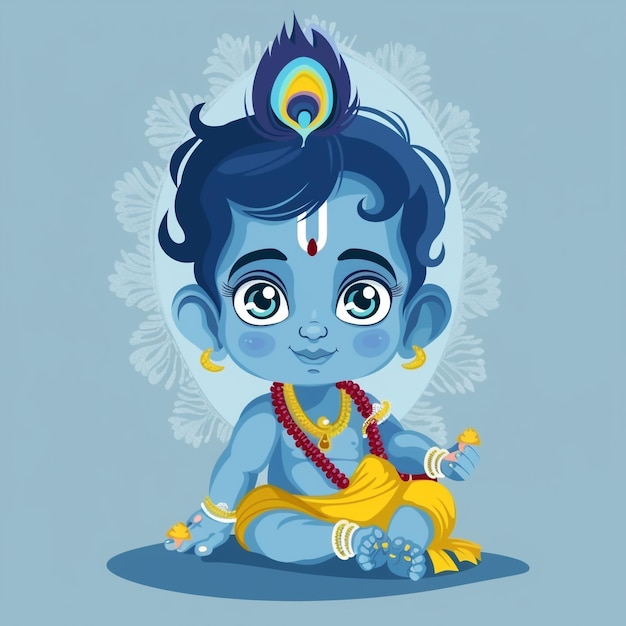Photo janmastami festival best krishna illustration little krishna background design