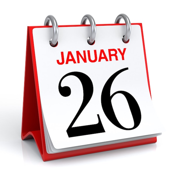 Januari kalender 3d-rendering