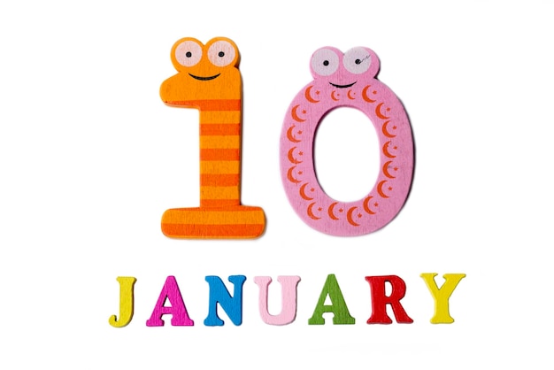 Photo january 10 on white background numbers and letters