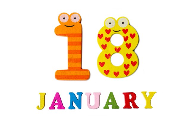 Photo january 18 on white background numbers and letters