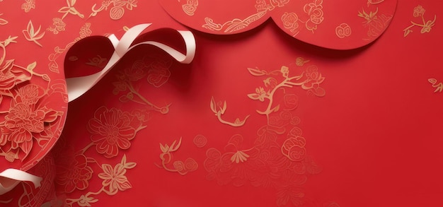1月22日 中国新年 春祭 赤い紙切り アート バナー テキストの場所