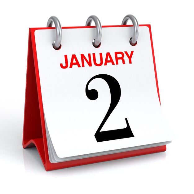 January Calendar 3D rendering