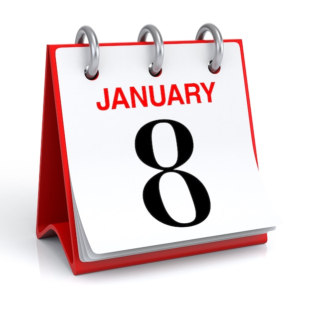 January Calendar 3D rendering