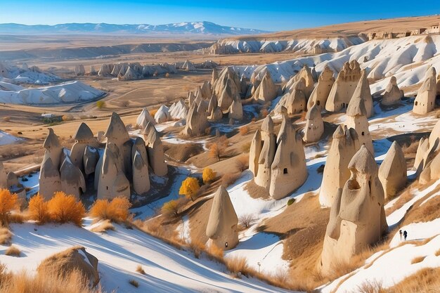 Photo january sunny day in the rocks of cappadocia turkey