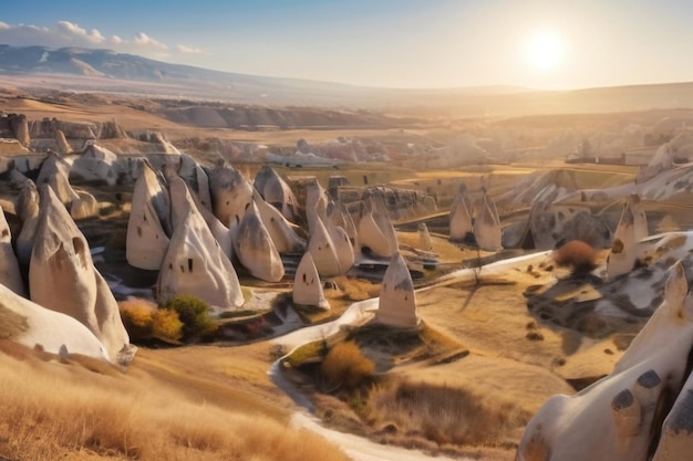 Photo january sunny day in the rocks of cappadocia turkey