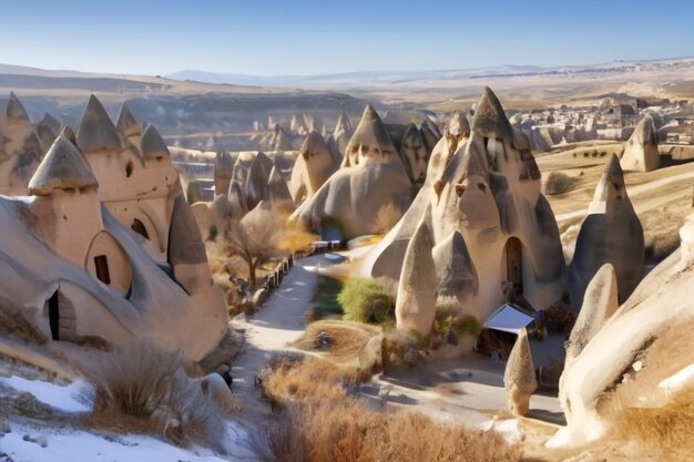 Photo january sunny day in the rocks of cappadocia turkey