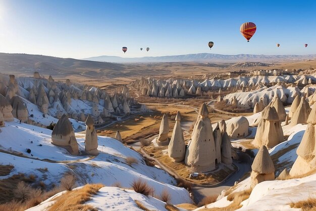 Photo january sunny day in the rocks of cappadocia turkey