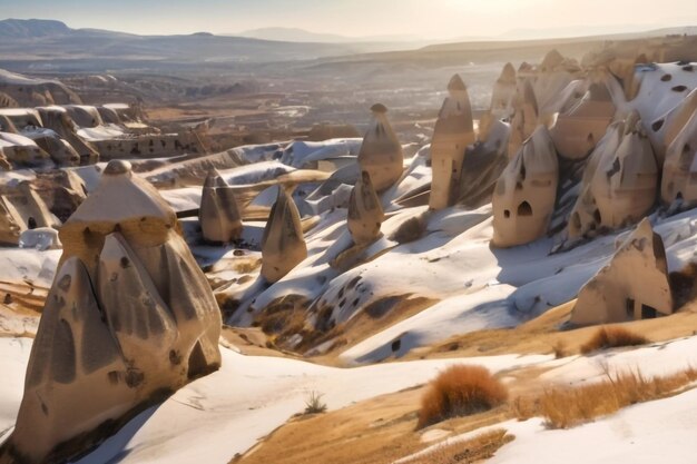 Photo january sunny day in the rocks of cappadocia turkey