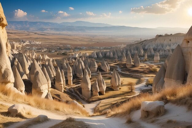 Photo january sunny day in the rocks of cappadocia turkey