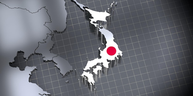 Photo japan borders and flag 3d illustration