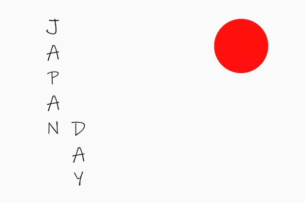Japan Day Concept Flat Sun als Japan vlag met Japan Day Sign op een witte achtergrond 3D-Rendering