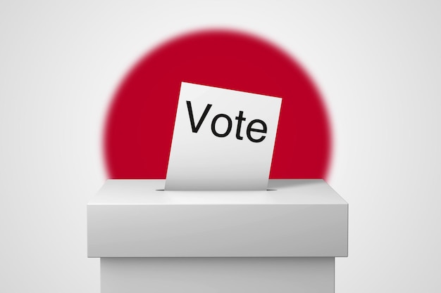写真 日本の選挙投票箱と投票用紙dレンダリング