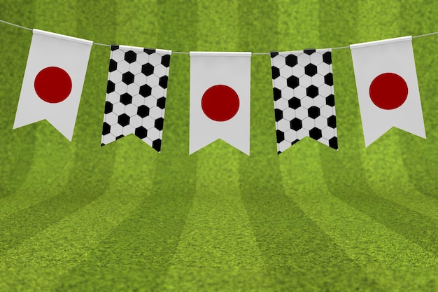 写真 日本の国旗とサッカーボールのテクスチャサッカーの国旗のホオジロ3dレンダリング