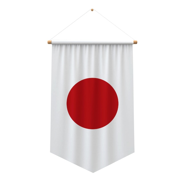 Japan flag cloth hanging banner 3D Rendering