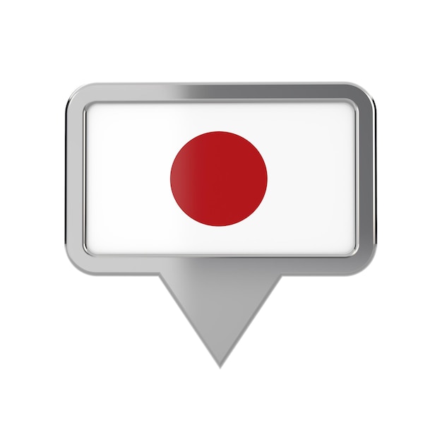 日本の国旗の位置マーカーアイコン3Dレンダリング