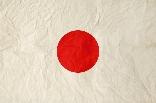 Japan flag on old vintage paper