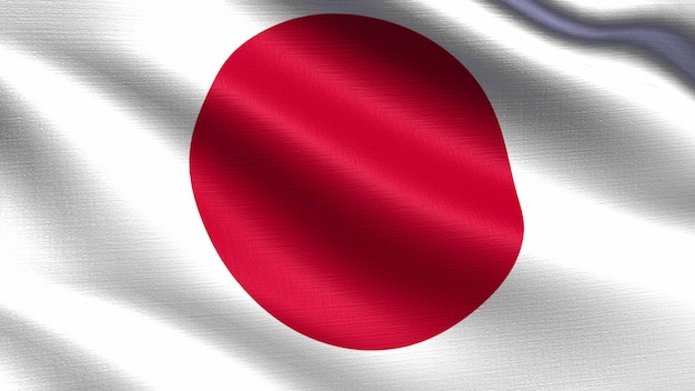 Japan flag, with waving fabric texture