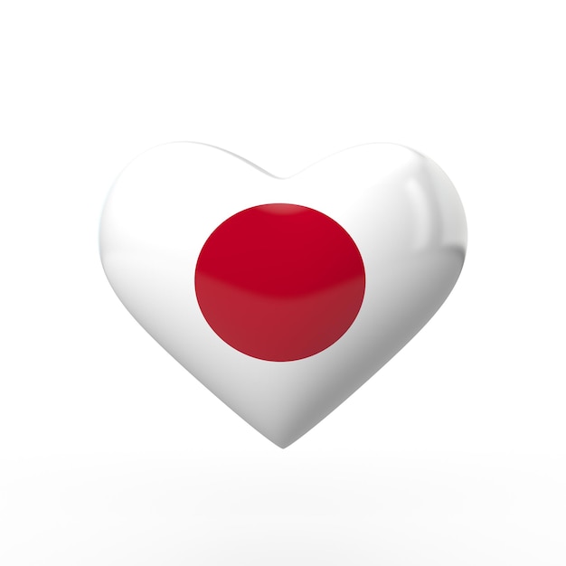 Japan heart flag 3D rendering