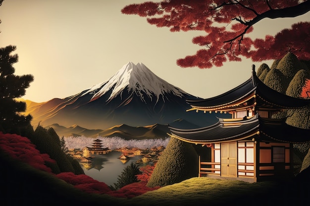 Japan illustration AI generated