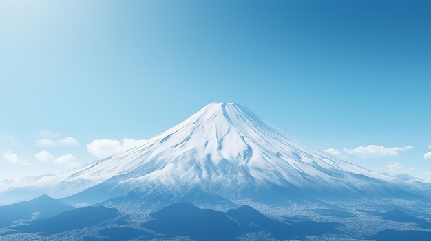 japan landmark close up peak of fuji mountain with snow and clear blue sky