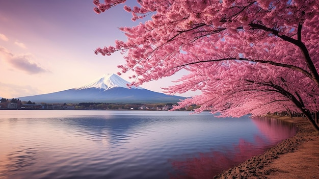 japan landmark with mountain fuji at kawaguchi ko lake