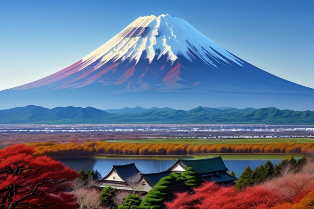 Foto japan nationaal symbool sightseeing mount fuji vertegenwoordiger landmark beautiful mountain