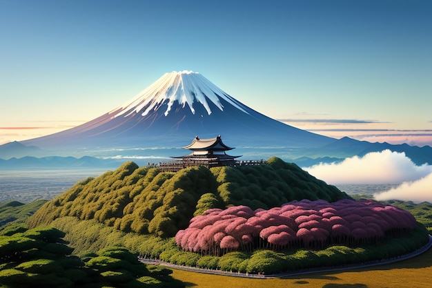 Foto japan nationaal symbool sightseeing mount fuji vertegenwoordiger landmark beautiful mountain