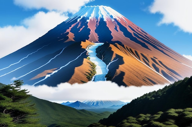Япония Национальный Символ Достопримечательности Гора Фудзи Представитель Достопримечательность Красивая Гора